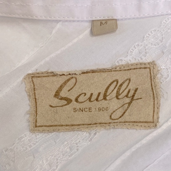 Scully White Button-Down Women's Shirt Lace Pearl Snap Buttons - Picture 10 of 12